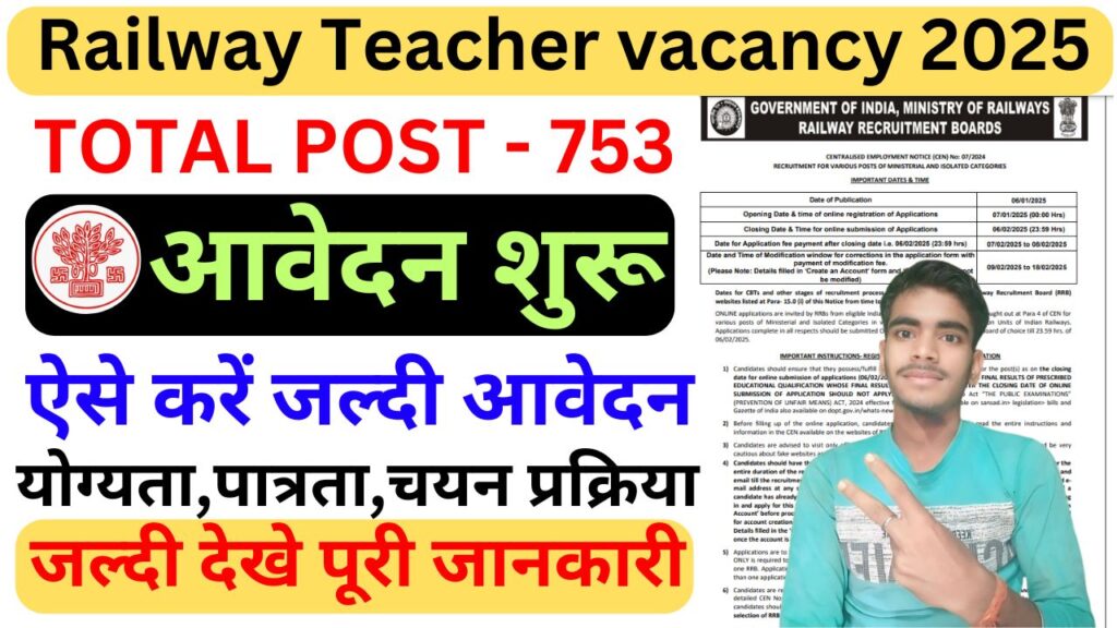 Railway Teacher vacancy 2025