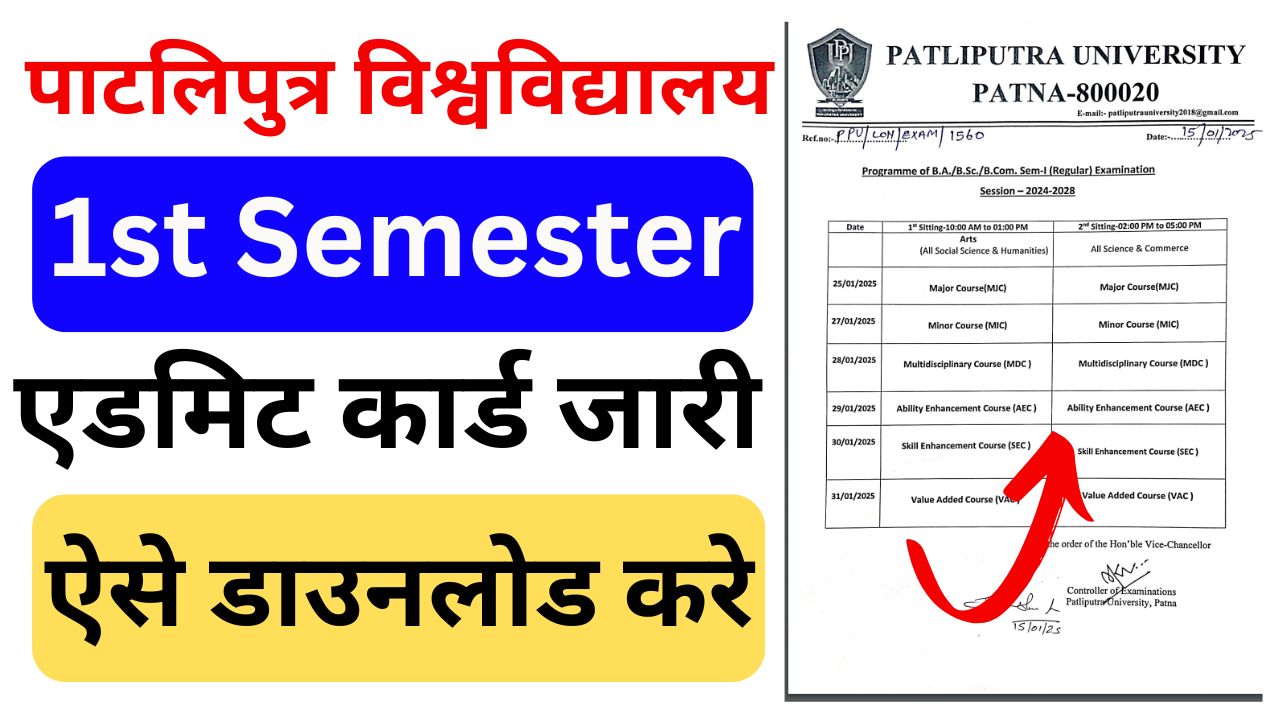 PPU 1st Semester Admit Card 2025