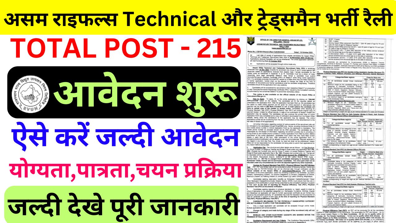 Assam Rifles Tradesman Recruitment 2025