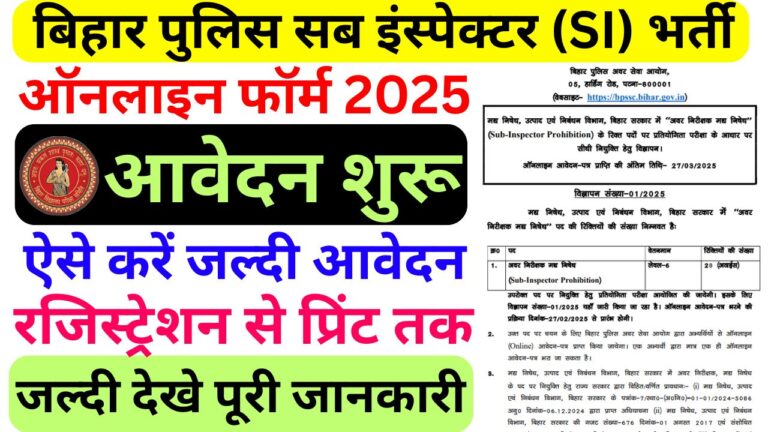 Sub Inspector SI Prohibition Recruitment 2025