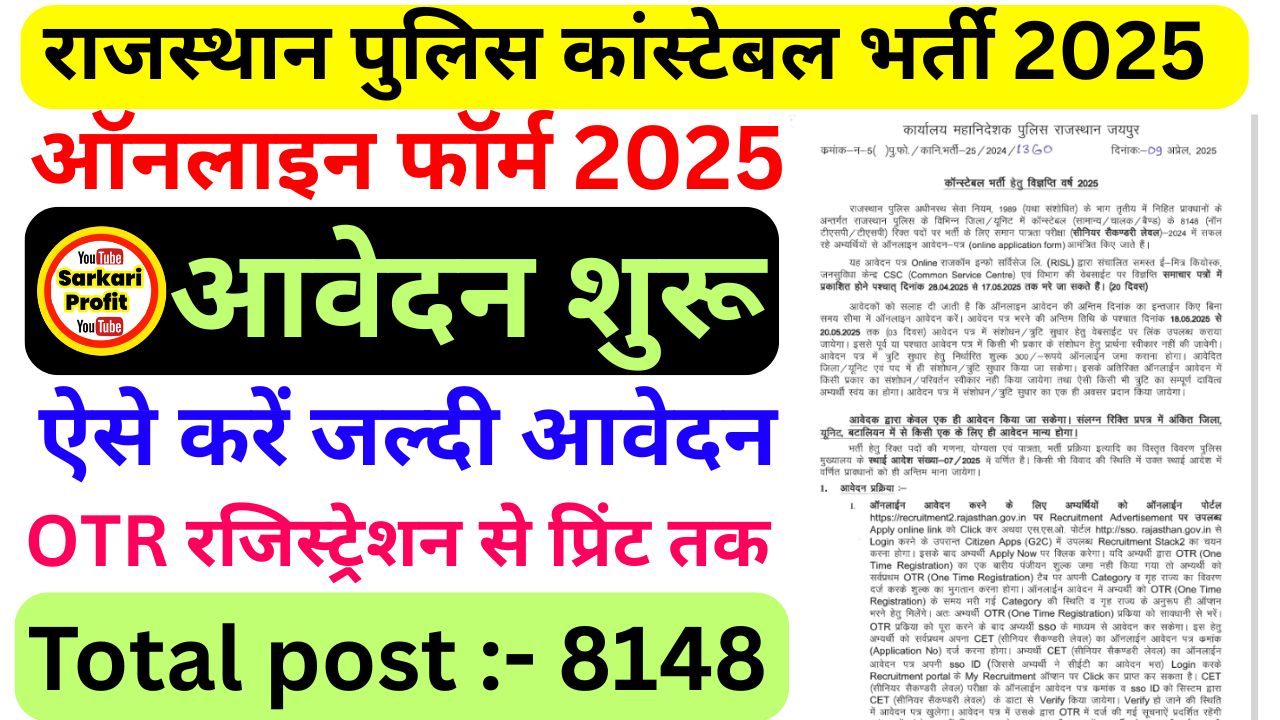 Rajasthan Police Constable Online Form 2025