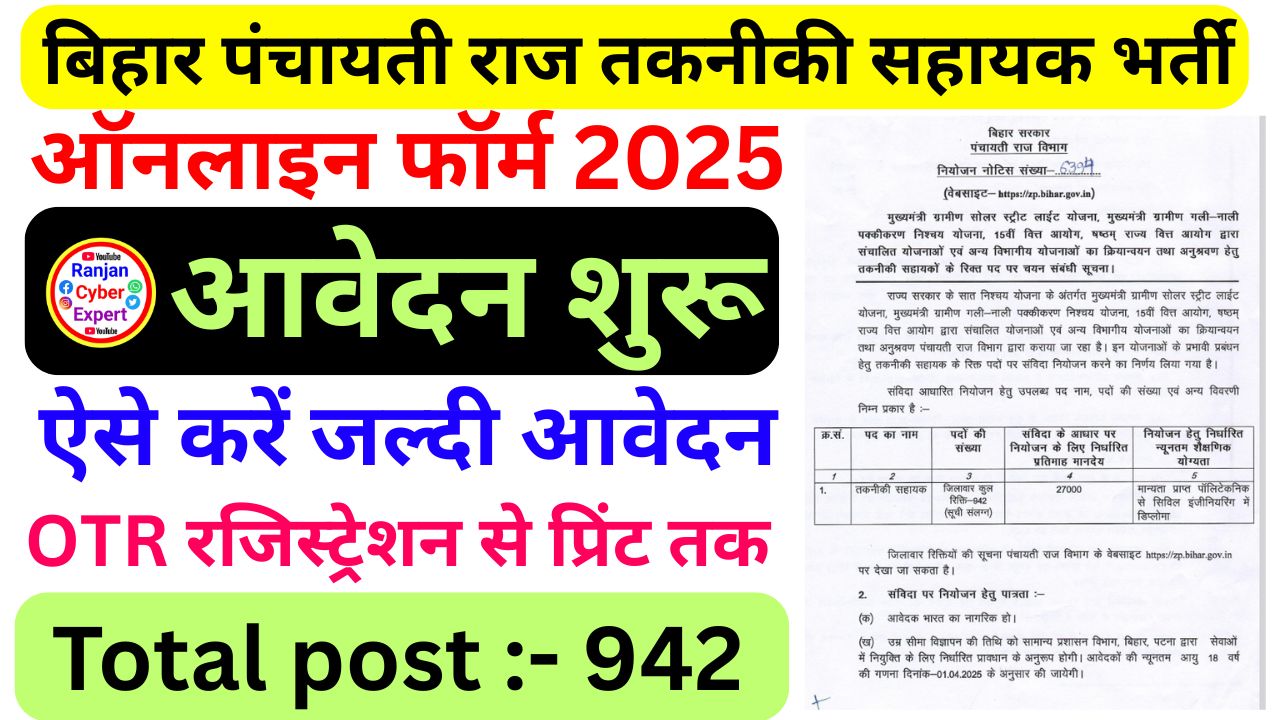 Bihar Panchayati Raj Technical Assistant Bharti 2025