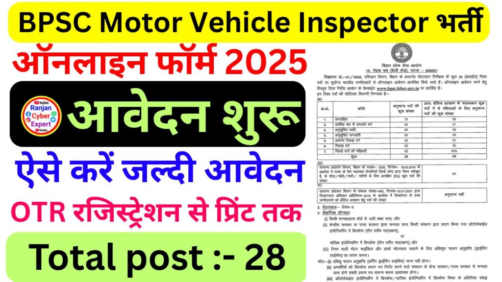 Bihar Motor Vehicle Inspector Recruitment 2025