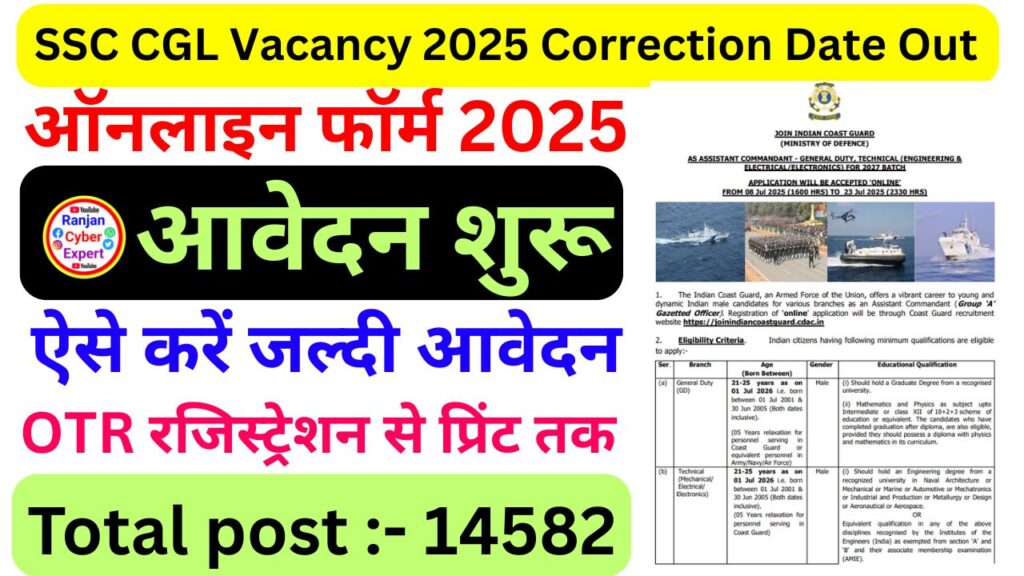SSC CGL Vacancy 2025 Correction Date Out