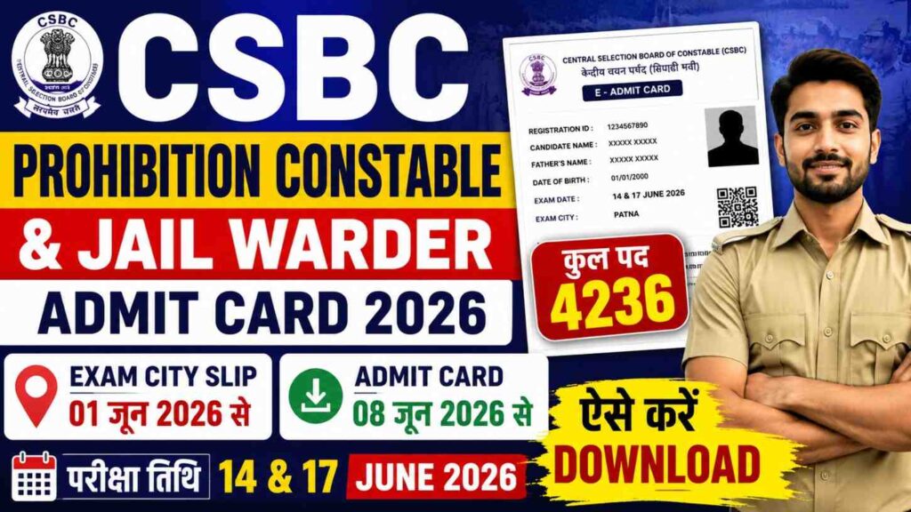 CSBC Prohibition Constable Admit Card 2026