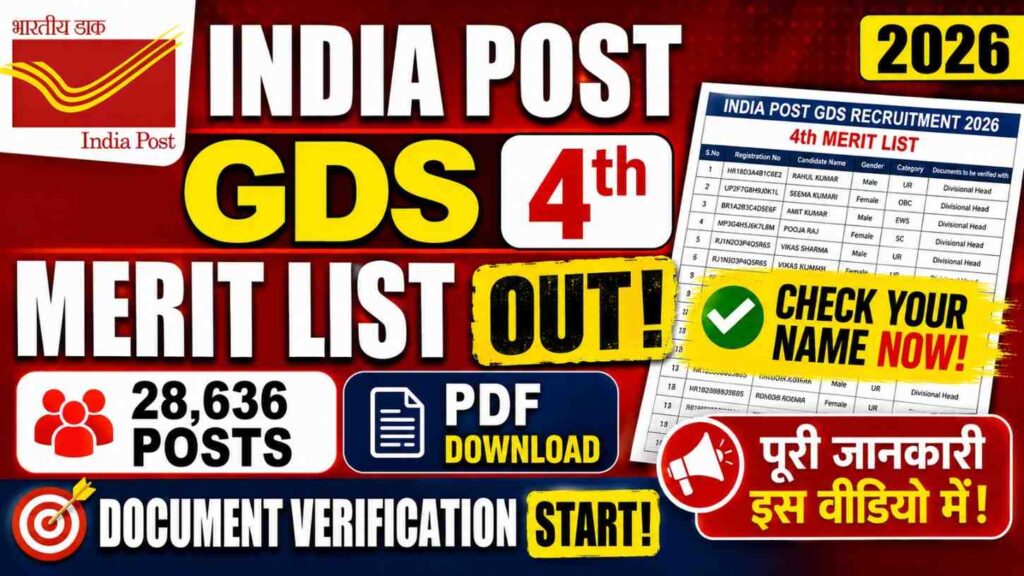 India Post GDS 4th Merit List 2026
