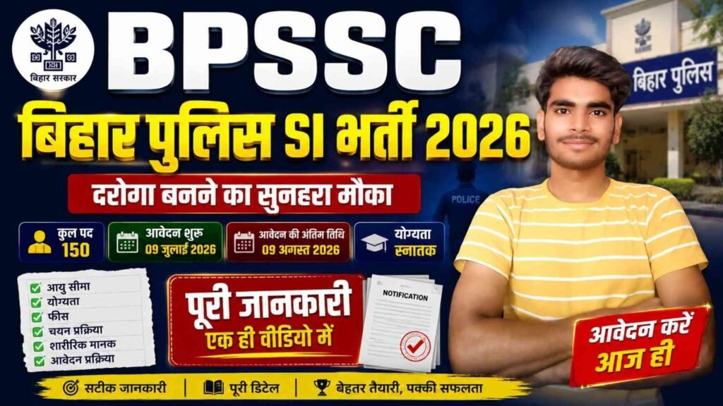 BPSSC Bihar Police SI Recruitment 2026: बिहार पुलिस में दरोगा के 150 पदों पर भर्ती, आवेदन की अंतिम तिथि आज 1 BPSSC Bihar Police SI Bharti 2026
