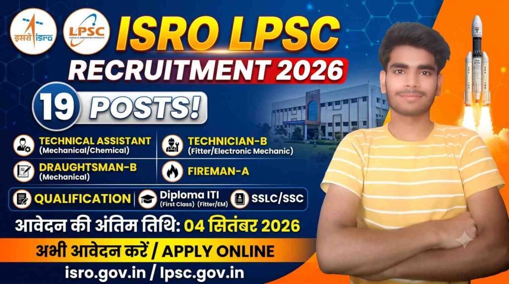 ISRO LPSC Recruitment 2026: 19 पदों पर निकली भर्ती, Technical Assistant, Technician और Draughtsman के लिए ऑनलाइन आवेदन शुरू 1 ISRO LPSC Recruitment 2026