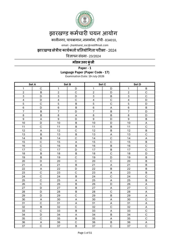 JSSC Field Worker Answer Key 2026: जारी हुई फील्ड वर्कर परीक्षा की आंसर की, ऐसे करें डाउनलोड 4 JSSC Field Worker Answer Key 2026