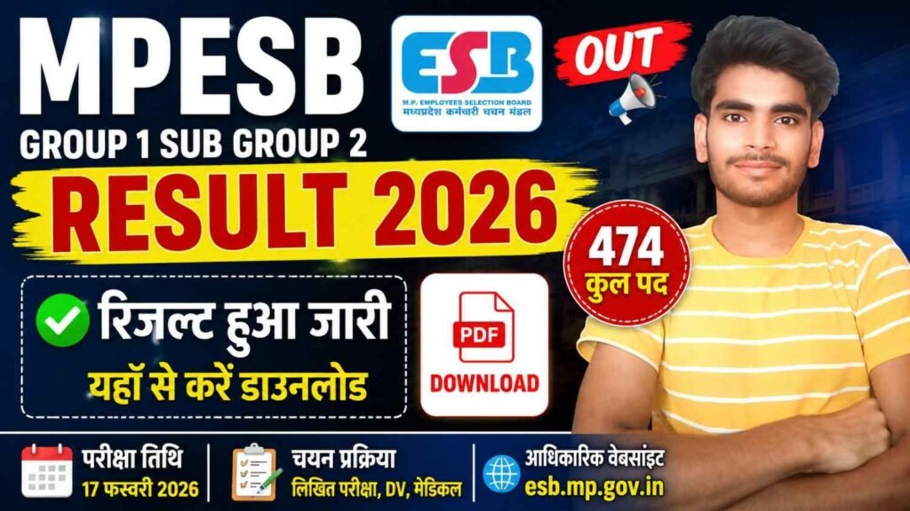 MPESB Group 1 Sub Group 2 Result 2026