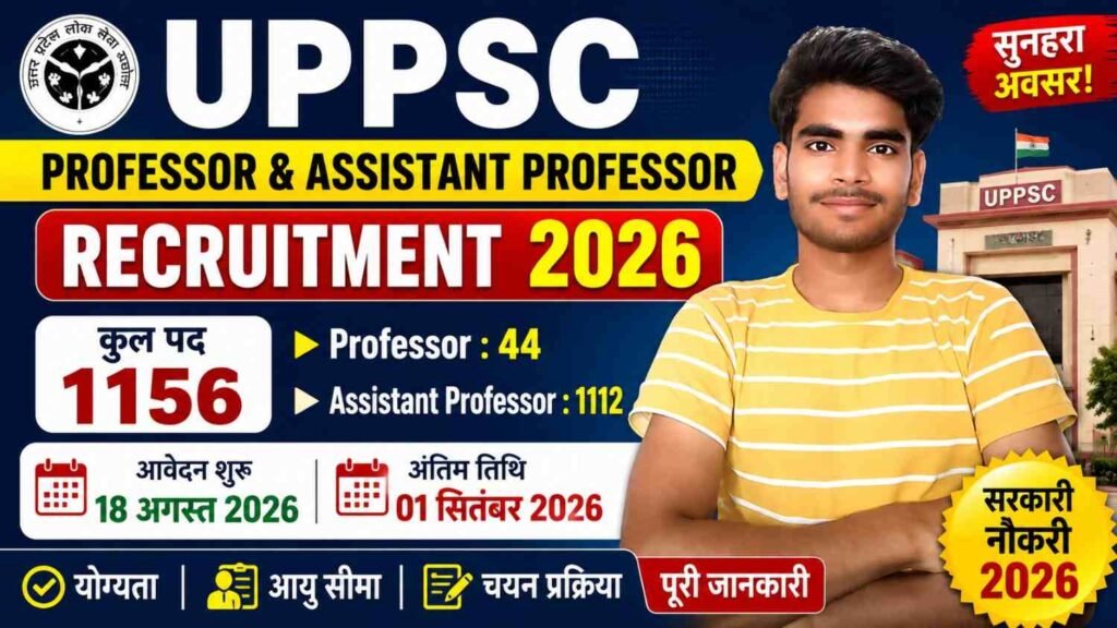 UPPSC Professor & Assistant Professor Recruitment 2026: 1156 पदों पर भर्ती, आवेदन शुरू 1 UPPSC Professor & Assistant Professor Recruitment 2026