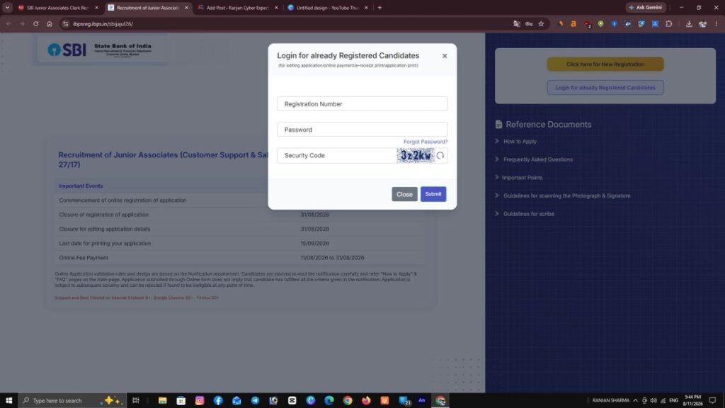 SBI Junior Associates Clerk Vacancy 2026
