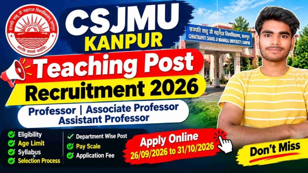 CSJMU Kanpur Teaching Recruitment 2026