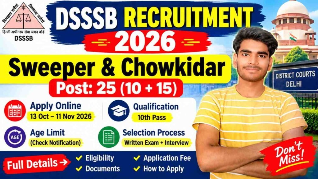 DSSSB Safai Karamchari Recruitment 2026